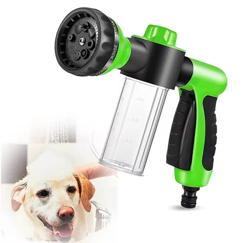 Pistolet de lavage pour chien avec réservoir à shampoing et raccord tuyau